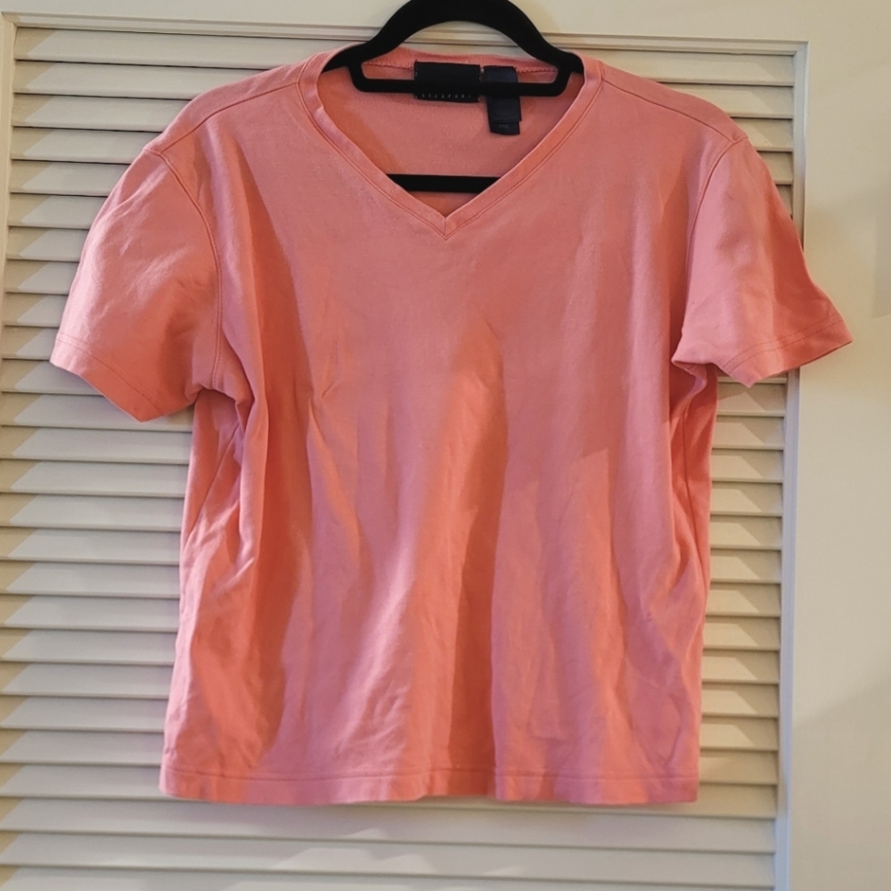 Liz Claiborne - Salmon Short-Sleeve V-Neck Top